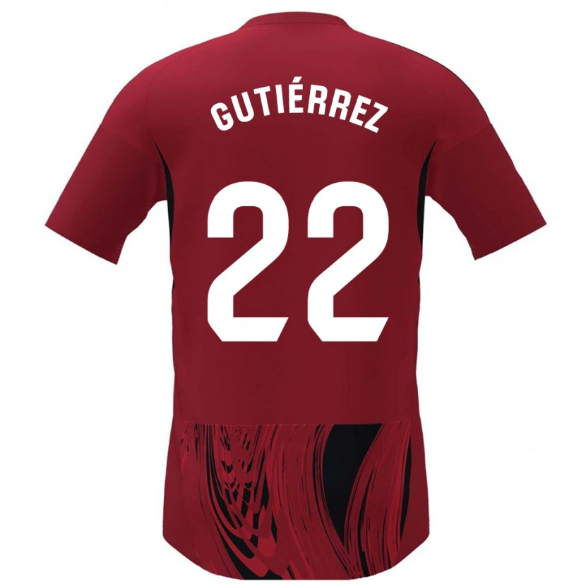 Danxen Bambino Maglia Juan Gutiérrez #22 Rosso Nero Kit Gara Home 2025/26 Maglietta