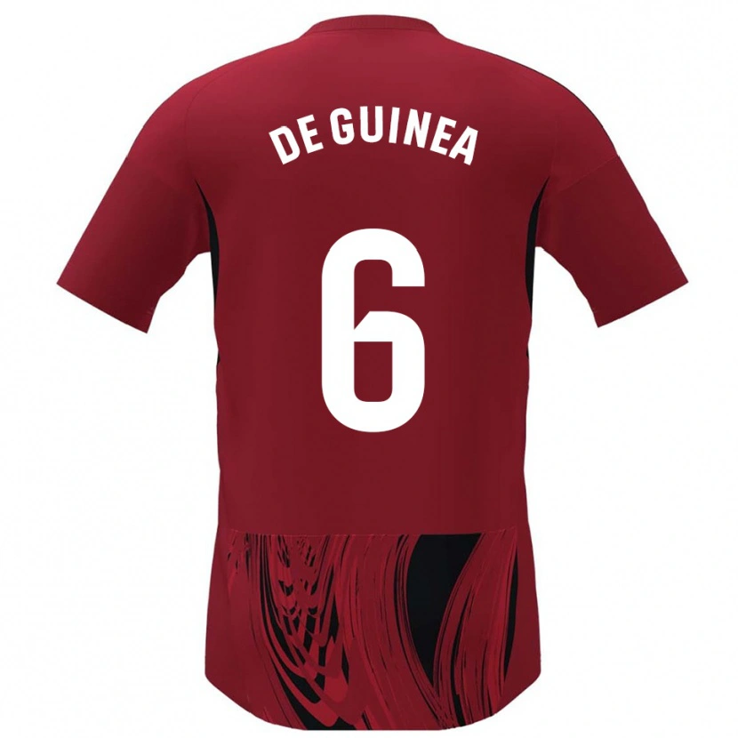 Danxen Bambino Maglia Asier Ortiz De Guinea #6 Rosso Nero Kit Gara Home 2025/26 Maglietta