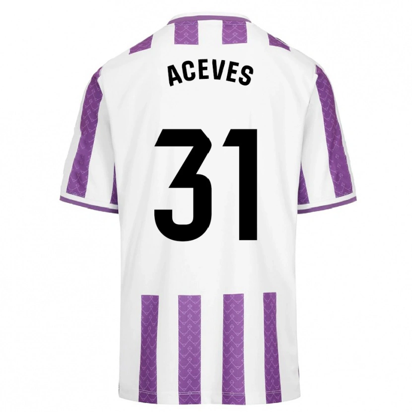 Danxen Bambino Maglia Álvaro Aceves #31 Viola Bianco Kit Gara Home 2025/26 Maglietta