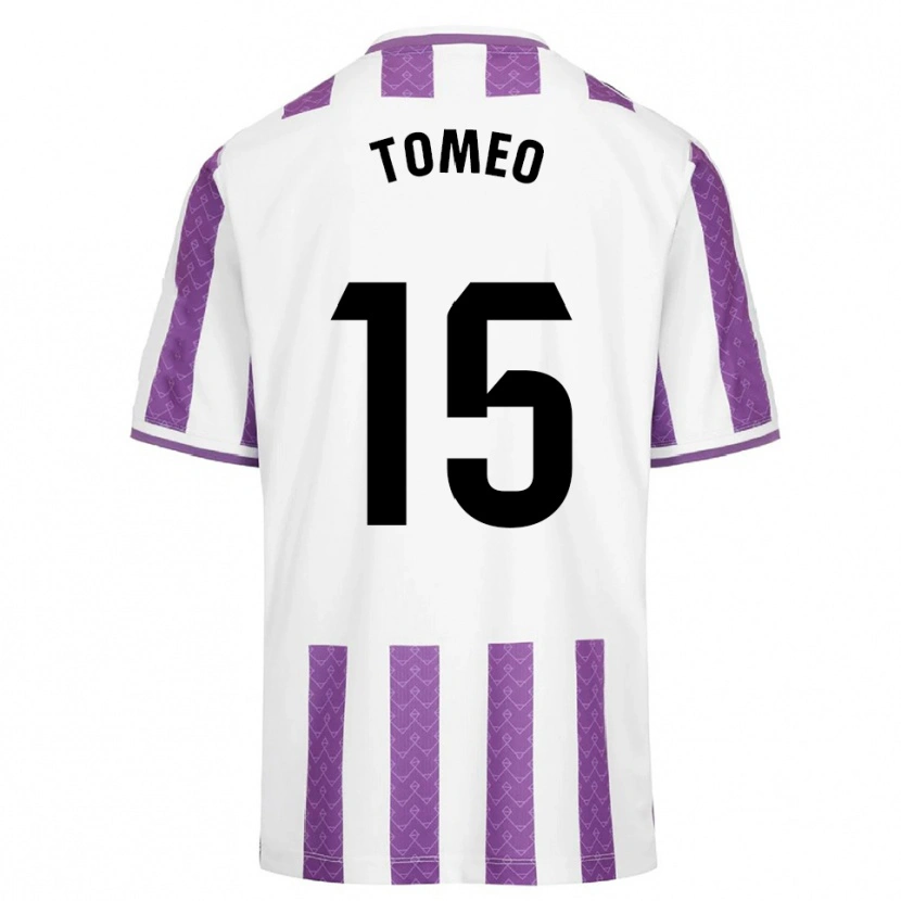 Danxen Bambino Maglia Pablo Tomeo #15 Viola Bianco Kit Gara Home 2025/26 Maglietta