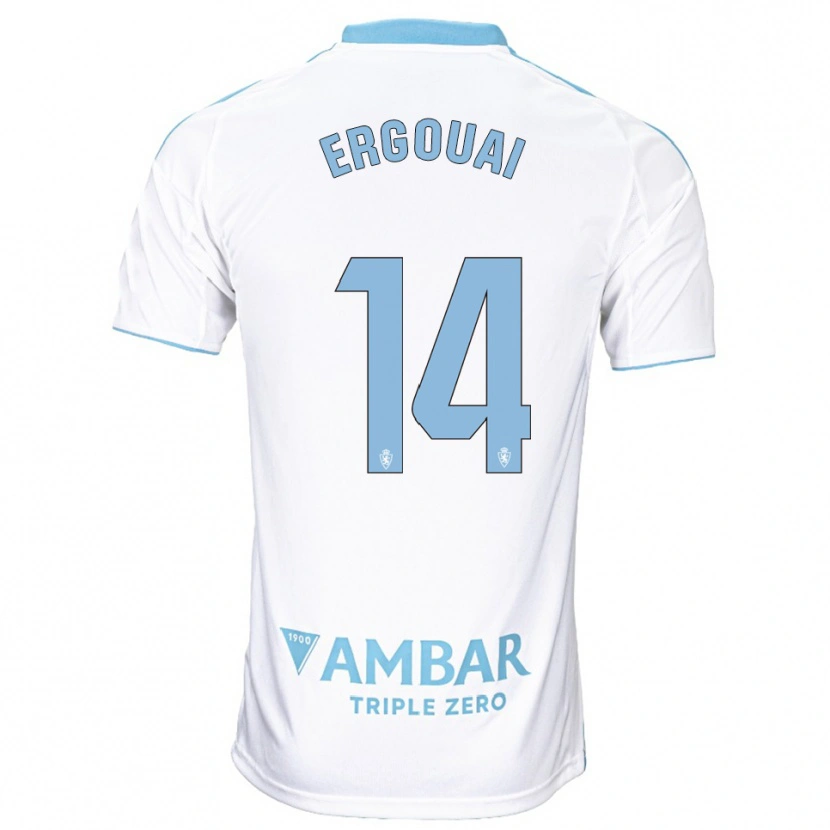 Danxen Bambino Maglia Reda Ergouai #14 Bianco Azzurro Kit Gara Home 2025/26 Maglietta