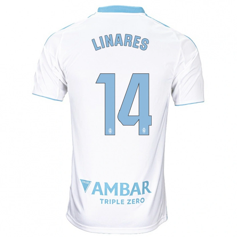Danxen Bambino Maglia Ángel Linares #14 Bianco Azzurro Kit Gara Home 2025/26 Maglietta