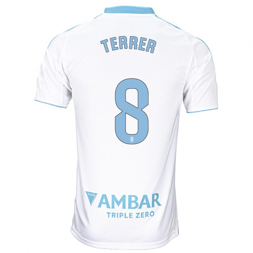 Danxen Bambino Maglia Lucas Terrer #8 Bianco Azzurro Kit Gara Home 2025/26 Maglietta