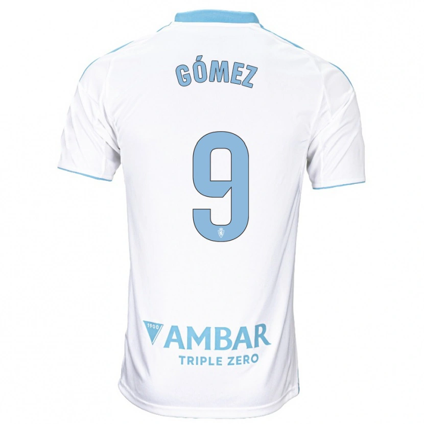Danxen Bambino Maglia Dani Gómez #9 Bianco Azzurro Kit Gara Home 2025/26 Maglietta