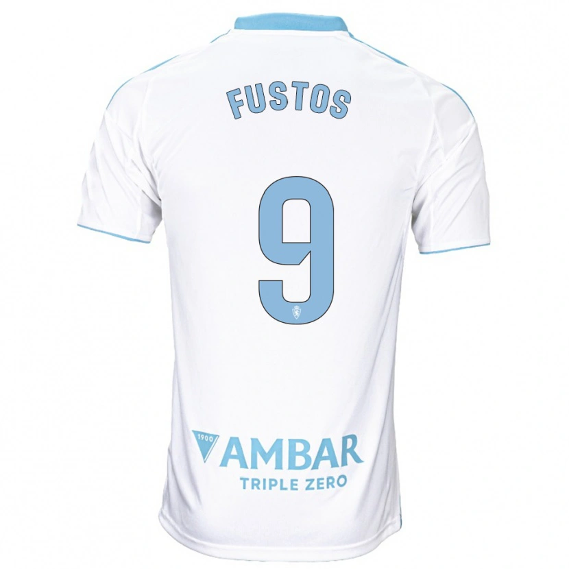 Danxen Bambino Maglia Darius Fustos #9 Bianco Azzurro Kit Gara Home 2025/26 Maglietta