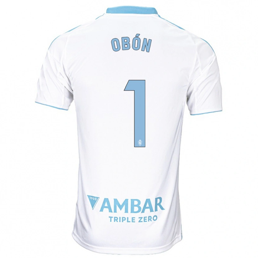 Danxen Bambino Maglia Manuel Obón #1 Bianco Azzurro Kit Gara Home 2025/26 Maglietta