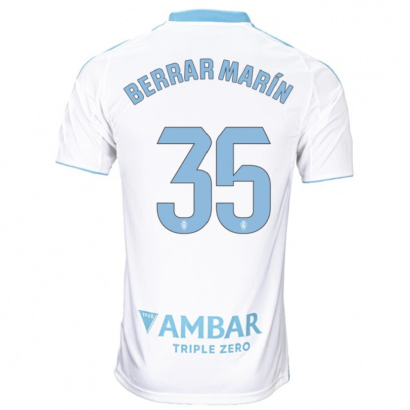 Danxen Bambino Maglia Sergio Berrar #35 Bianco Azzurro Kit Gara Home 2025/26 Maglietta