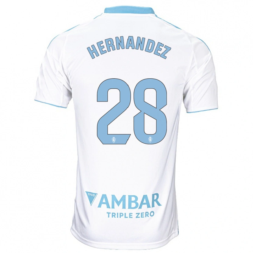 Danxen Bambino Maglia Diego Hernández #28 Bianco Azzurro Kit Gara Home 2025/26 Maglietta
