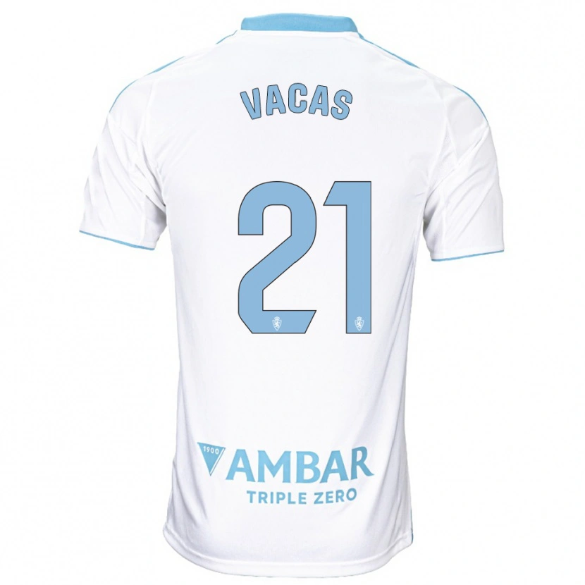Danxen Bambino Maglia Óscar Vacas #21 Bianco Azzurro Kit Gara Home 2025/26 Maglietta