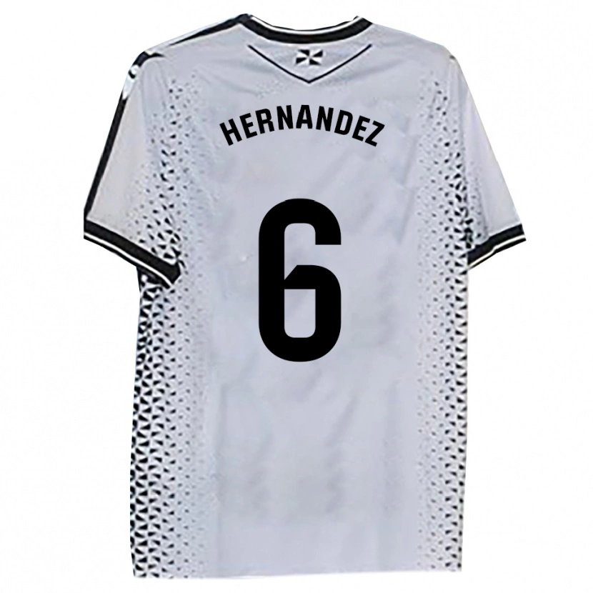 Danxen Bambino Maglia Carlos Hernández #6 Bianco Nero Kit Gara Home 2025/26 Maglietta