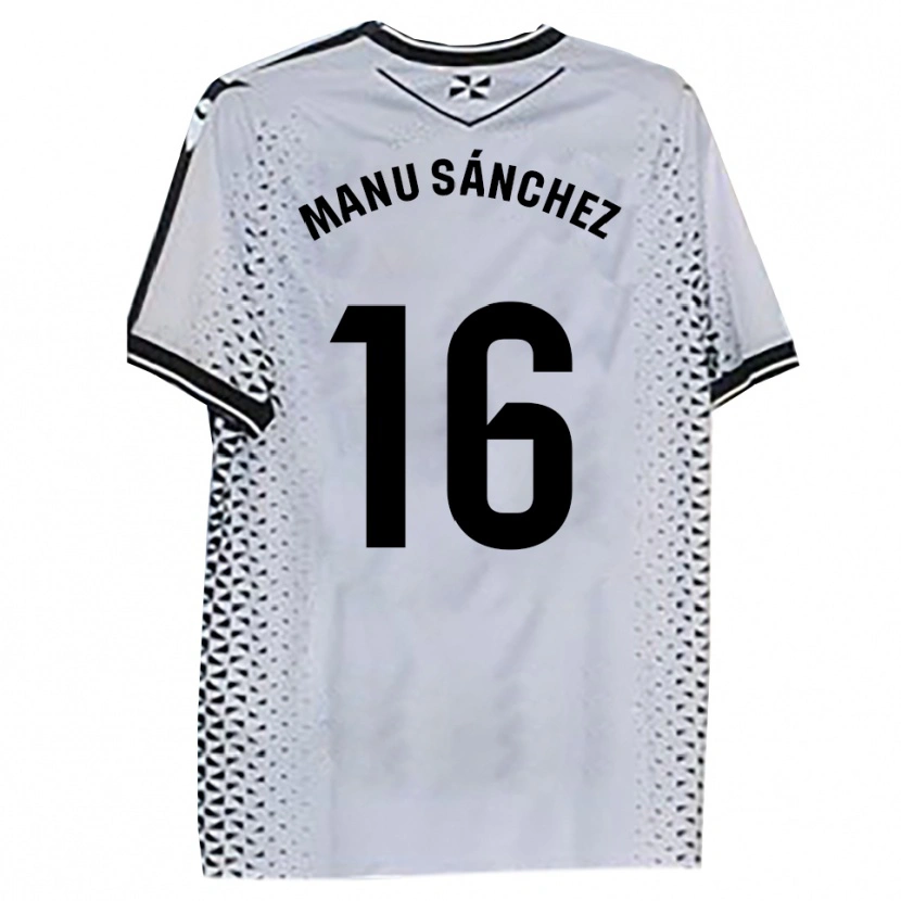 Danxen Bambino Maglia Manu Sánchez #16 Bianco Nero Kit Gara Home 2025/26 Maglietta