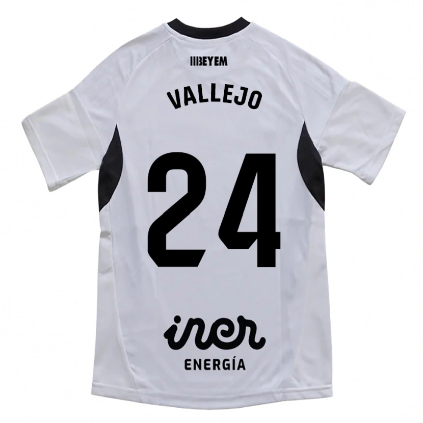 Danxen Bambino Maglia Jesús Vallejo #24 Bianco Viola Kit Gara Home 2025/26 Maglietta