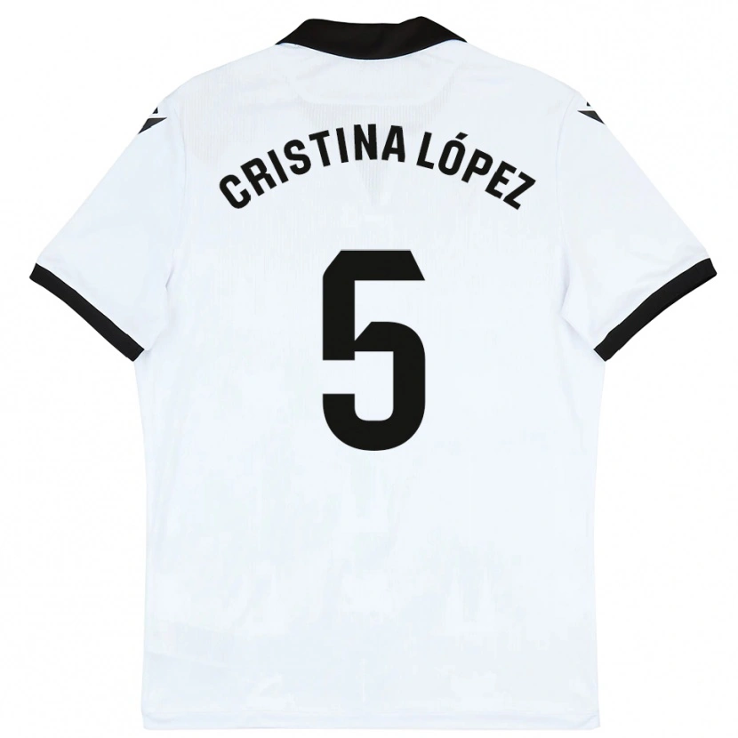 Danxen Bambino Maglia Cristina López #5 Bianco Nero Kit Gara Home 2025/26 Maglietta