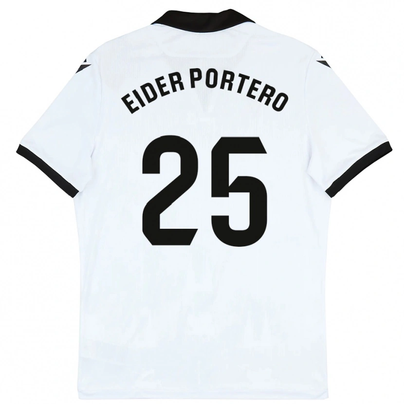 Danxen Bambino Maglia Eider Portero #25 Bianco Nero Kit Gara Home 2025/26 Maglietta