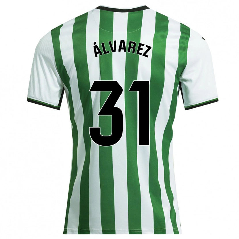 Danxen Bambino Maglia Iker Álvarez #31 Bianco Verde Kit Gara Home 2025/26 Maglietta