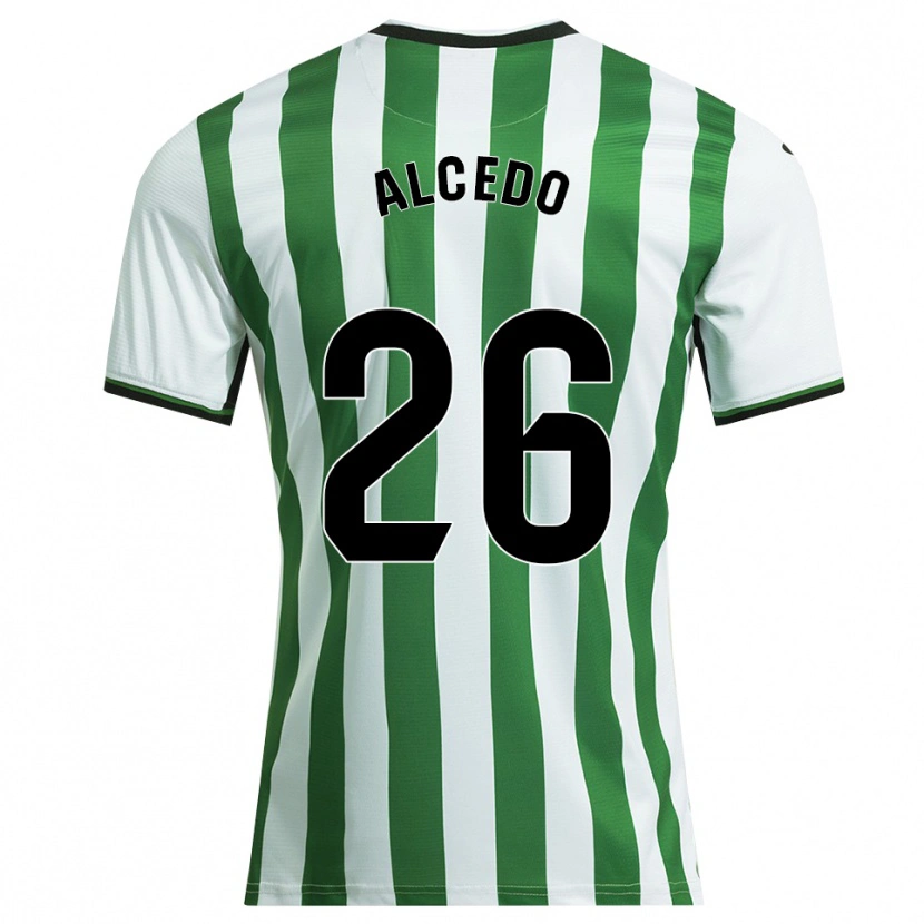 Danxen Bambino Maglia Juan María Alcedo #26 Bianco Verde Kit Gara Home 2025/26 Maglietta