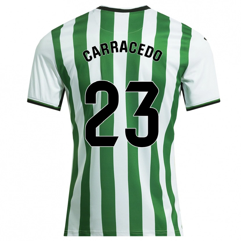Danxen Bambino Maglia Cristian Carracedo #23 Bianco Verde Kit Gara Home 2025/26 Maglietta