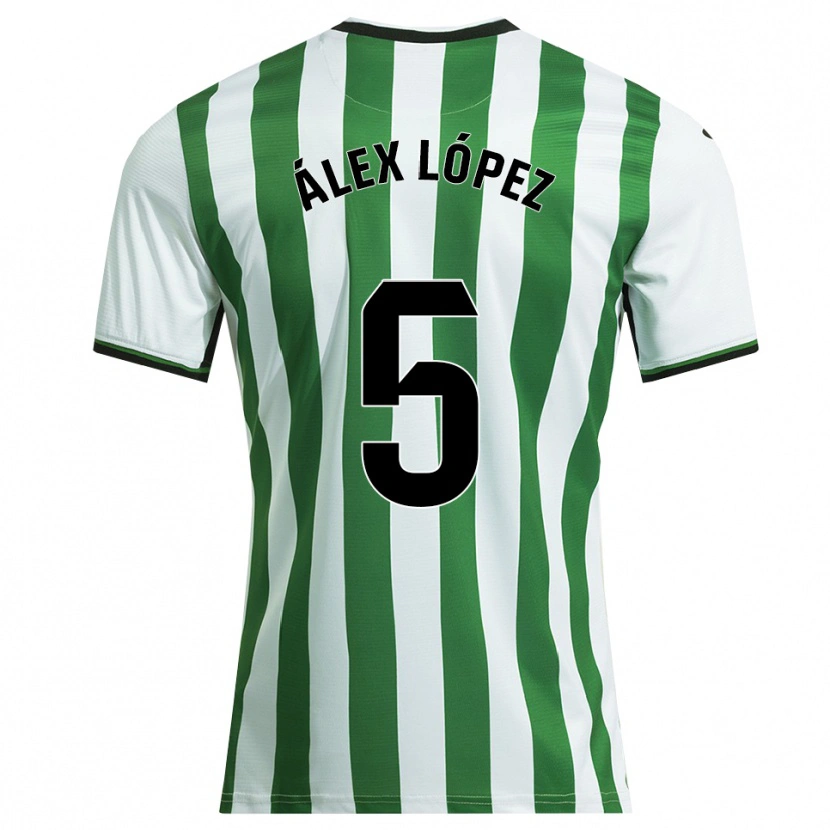 Danxen Bambino Maglia Álex López #5 Bianco Verde Kit Gara Home 2025/26 Maglietta