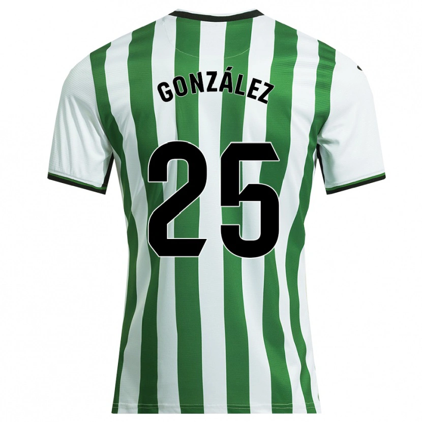 Danxen Bambino Maglia Dani González #25 Bianco Verde Kit Gara Home 2025/26 Maglietta