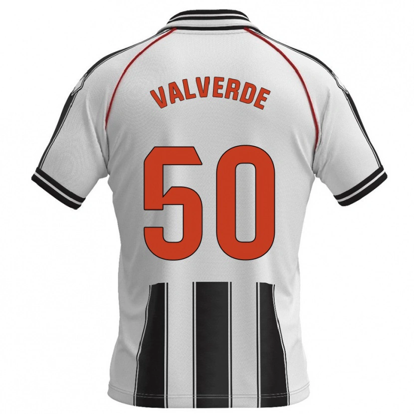 Danxen Bambino Maglia Jorge Valverde #50 Bianco Nero Kit Gara Home 2025/26 Maglietta