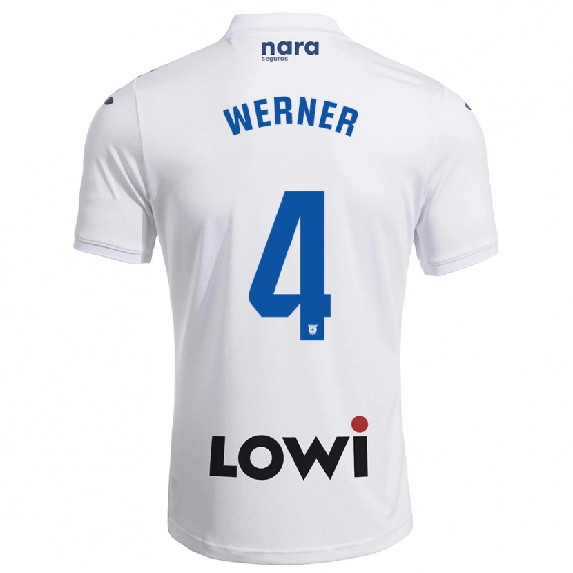 Danxen Bambino Maglia Henri Werner #4 Bianco Blu Scuro Kit Gara Home 2025/26 Maglietta