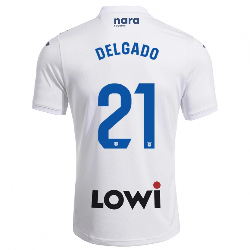 Danxen Bambino Maglia Aarón Delgado #21 Bianco Blu Scuro Kit Gara Home 2025/26 Maglietta