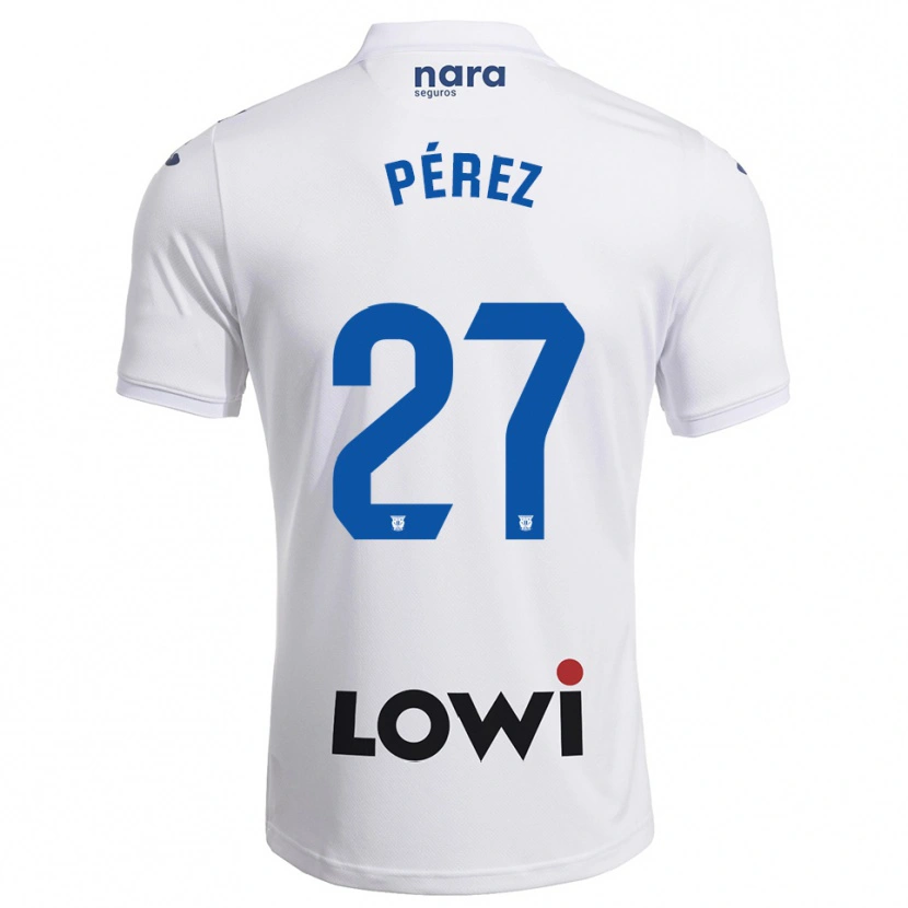 Danxen Bambino Maglia Noé Pérez #27 Bianco Blu Scuro Kit Gara Home 2025/26 Maglietta