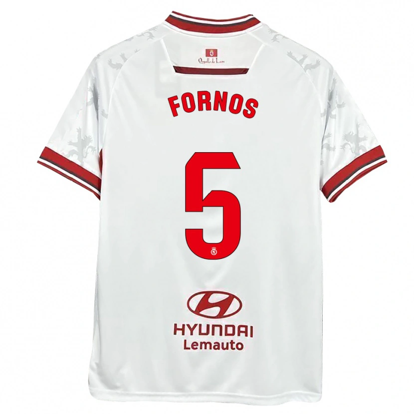 Danxen Bambino Maglia Quique Fornos #5 Bianco Rosso Kit Gara Home 2025/26 Maglietta