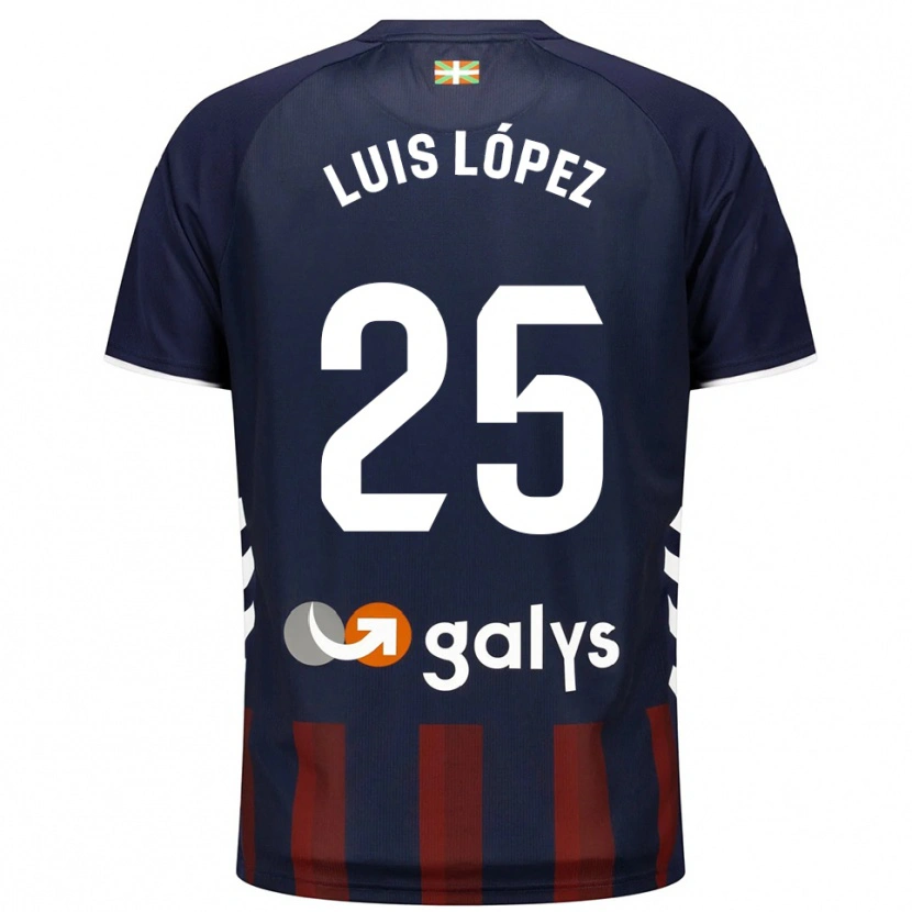Danxen Bambino Maglia Luis López #25 Blu Scuro Rosso Kit Gara Home 2025/26 Maglietta