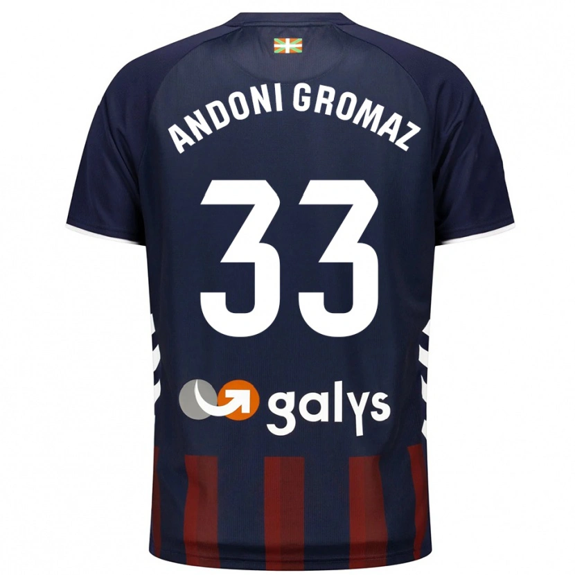 Danxen Bambino Maglia Jon Andoni Gromaz #33 Blu Scuro Rosso Kit Gara Home 2025/26 Maglietta
