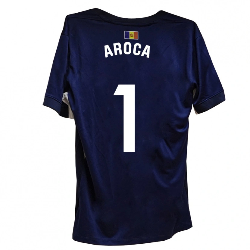 Danxen Bambino Maglia Víctor Aroca #1 Blu Navy Bianco Kit Gara Home 2025/26 Maglietta