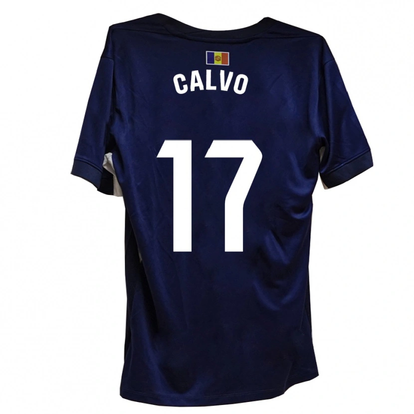 Danxen Bambino Maglia Álex Calvo #17 Blu Navy Bianco Kit Gara Home 2025/26 Maglietta