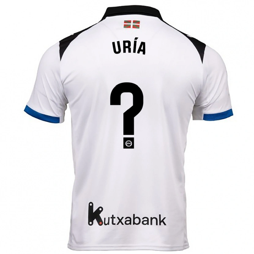 Danxen Bambino Maglia Iker Uría #0 Bianco Blu Kit Gara Away 2025/26 Maglietta