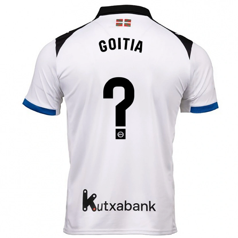 Danxen Bambino Maglia Pablo Goitia #0 Bianco Blu Kit Gara Away 2025/26 Maglietta