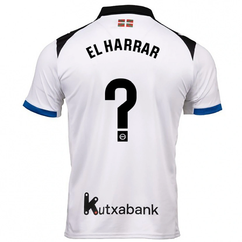 Danxen Bambino Maglia Mohamed El Harrar #0 Bianco Blu Kit Gara Away 2025/26 Maglietta