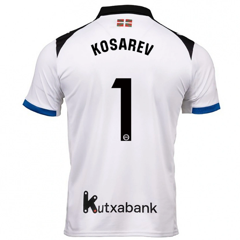 Danxen Bambino Maglia Oleksandr Kosarev #1 Bianco Blu Kit Gara Away 2025/26 Maglietta