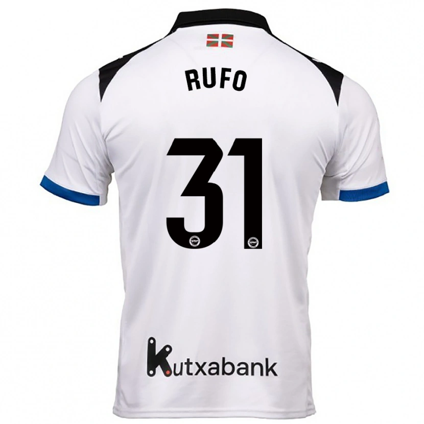 Danxen Bambino Maglia Dennis Rufo #31 Bianco Blu Kit Gara Away 2025/26 Maglietta