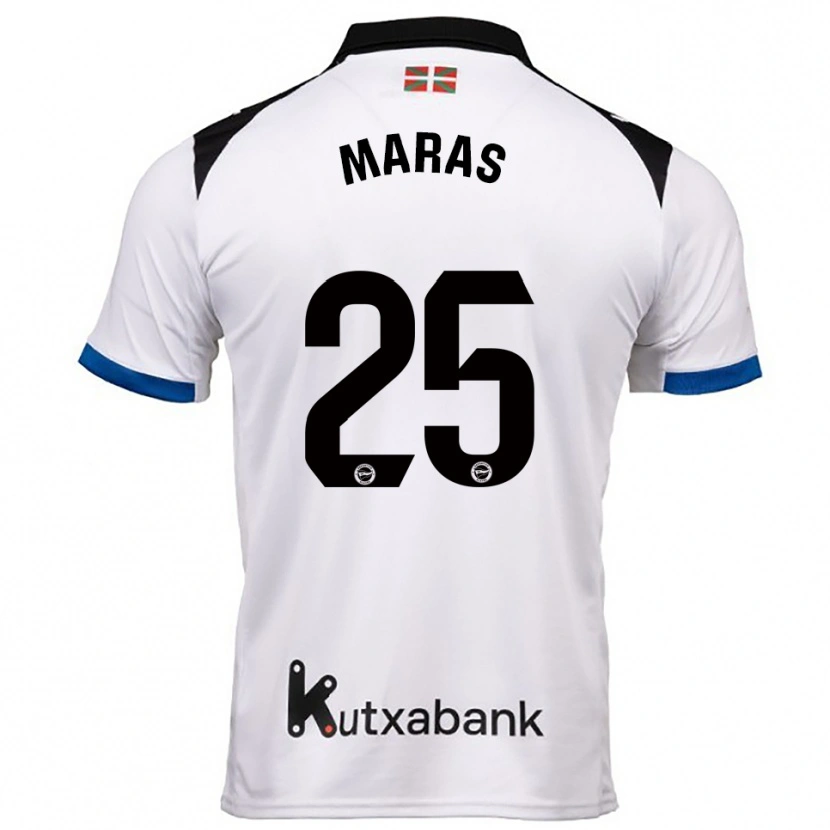 Danxen Bambino Maglia Nikola Maras #25 Bianco Blu Kit Gara Away 2025/26 Maglietta