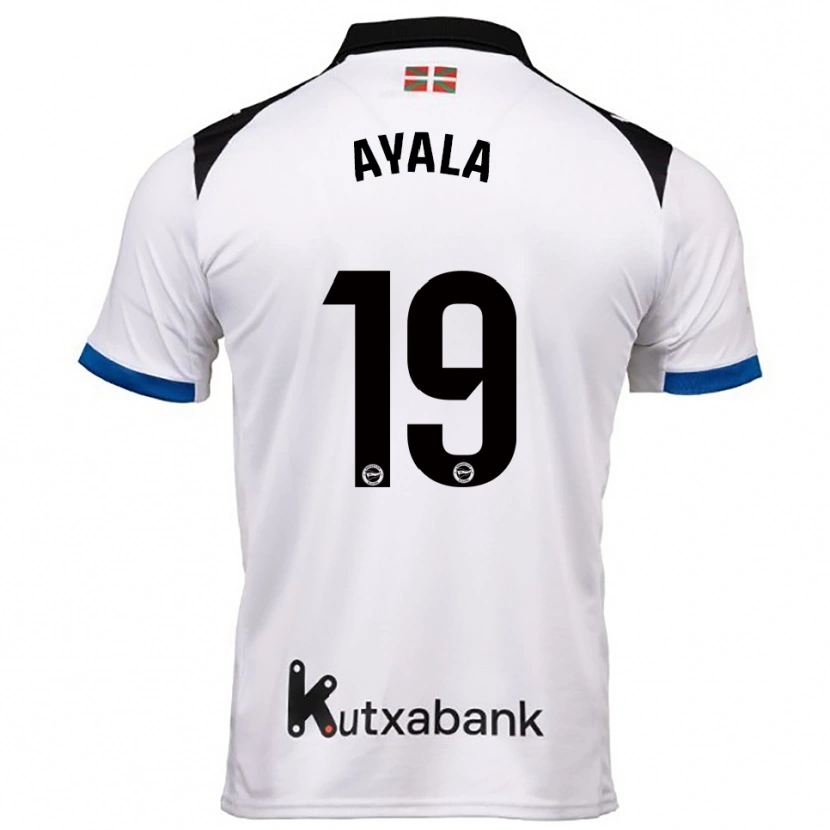 Danxen Bambino Maglia Axel Ayala #19 Bianco Blu Kit Gara Away 2025/26 Maglietta