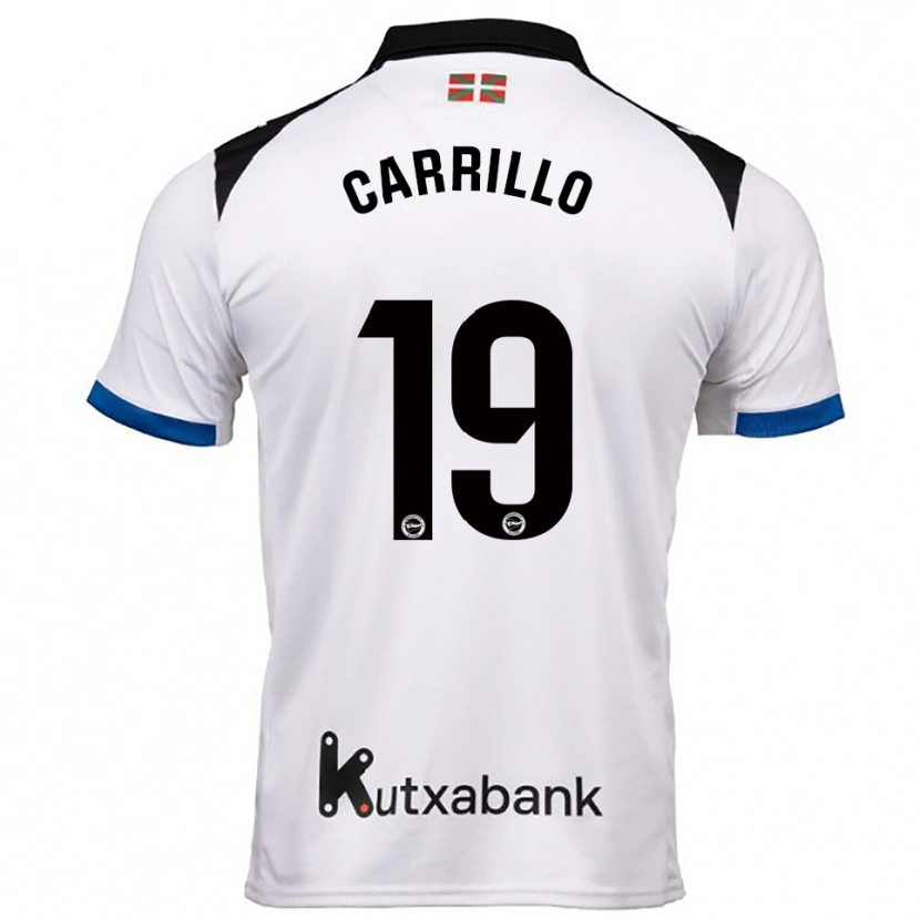 Danxen Bambino Maglia Sara Carrillo #19 Bianco Blu Kit Gara Away 2025/26 Maglietta