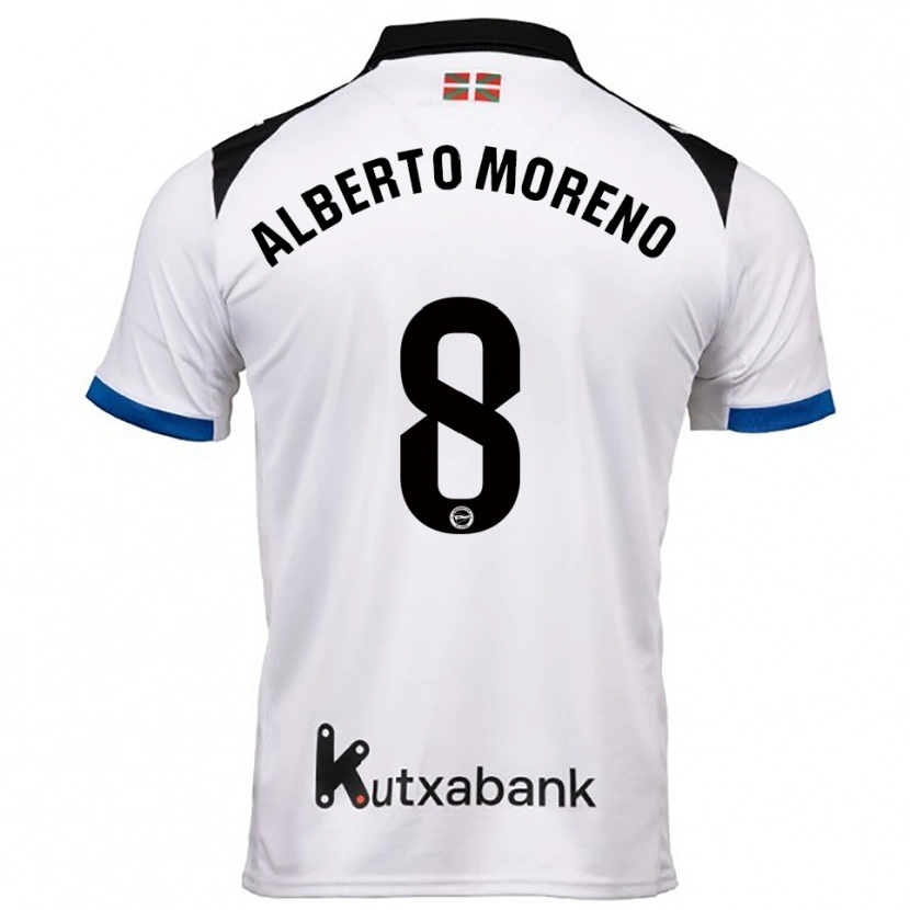 Danxen Bambino Maglia Alberto Moreno #8 Bianco Blu Kit Gara Away 2025/26 Maglietta