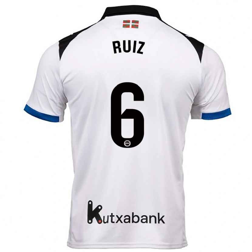 Danxen Bambino Maglia Markel Ruiz #6 Bianco Blu Kit Gara Away 2025/26 Maglietta
