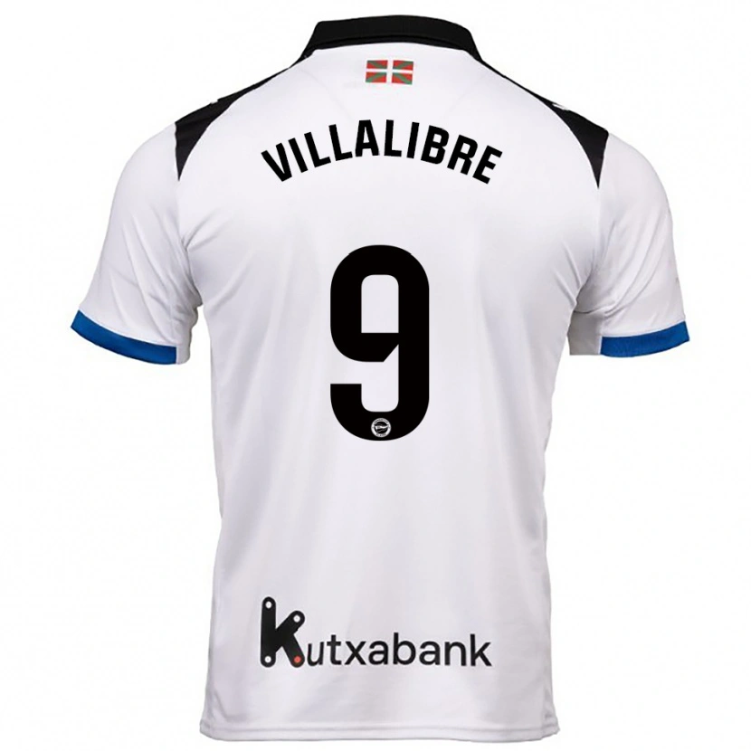 Danxen Bambino Maglia Asier Villalibre #9 Bianco Blu Kit Gara Away 2025/26 Maglietta