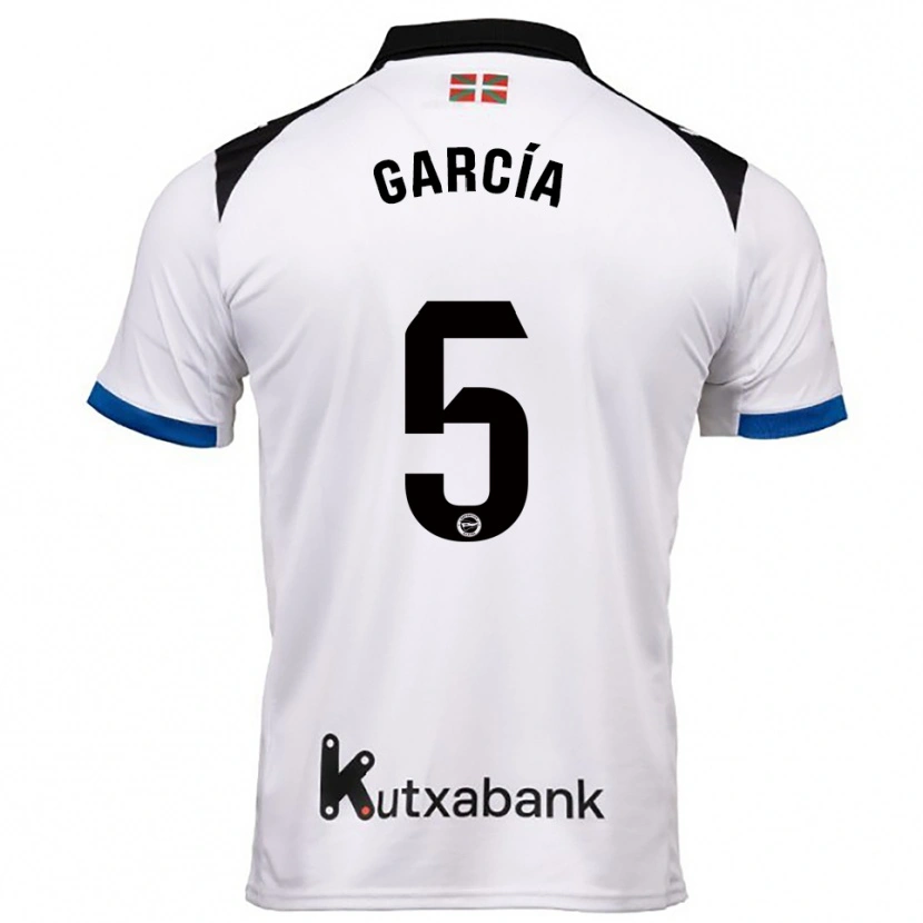Danxen Bambino Maglia Álvaro García #5 Bianco Blu Kit Gara Away 2025/26 Maglietta