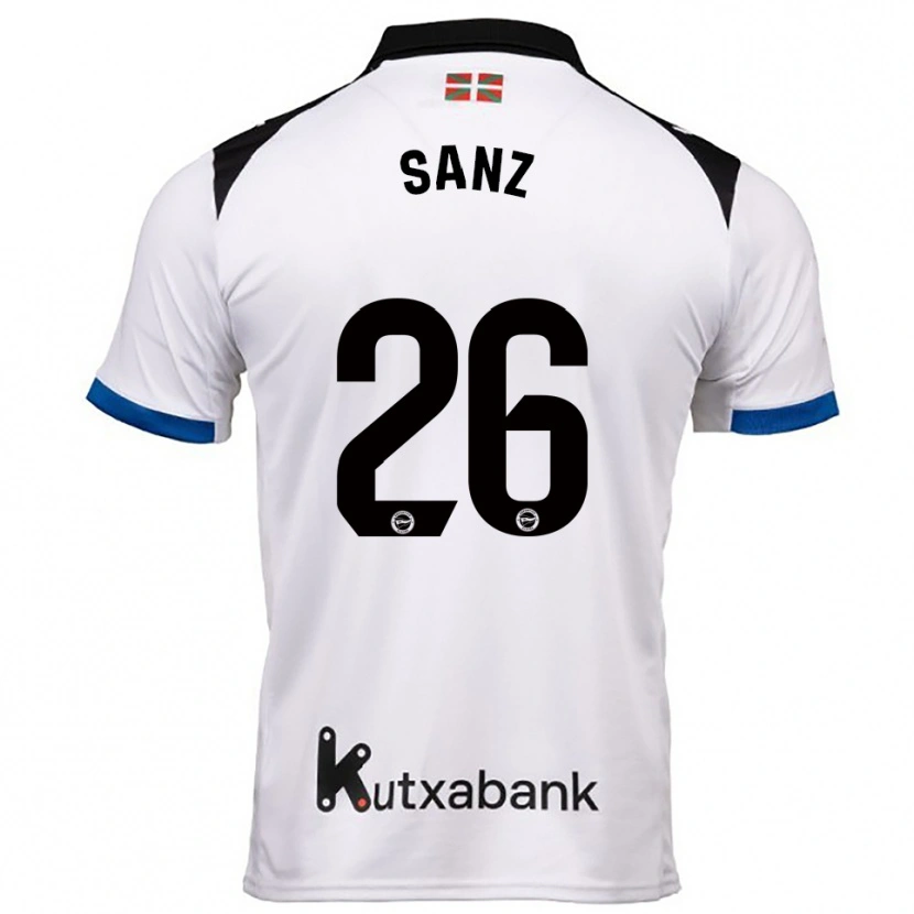 Danxen Bambino Maglia Paco Sanz #26 Bianco Blu Kit Gara Away 2025/26 Maglietta