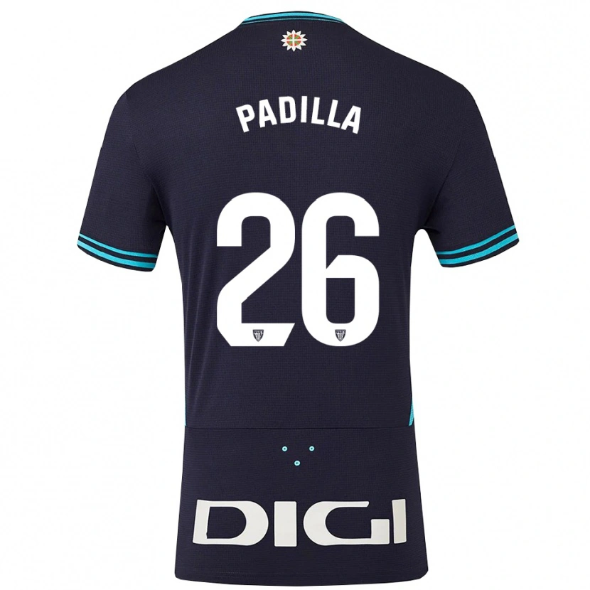 Danxen Bambino Maglia Álex Padilla #26 Blu Scuro Azzurro Kit Gara Away 2025/26 Maglietta