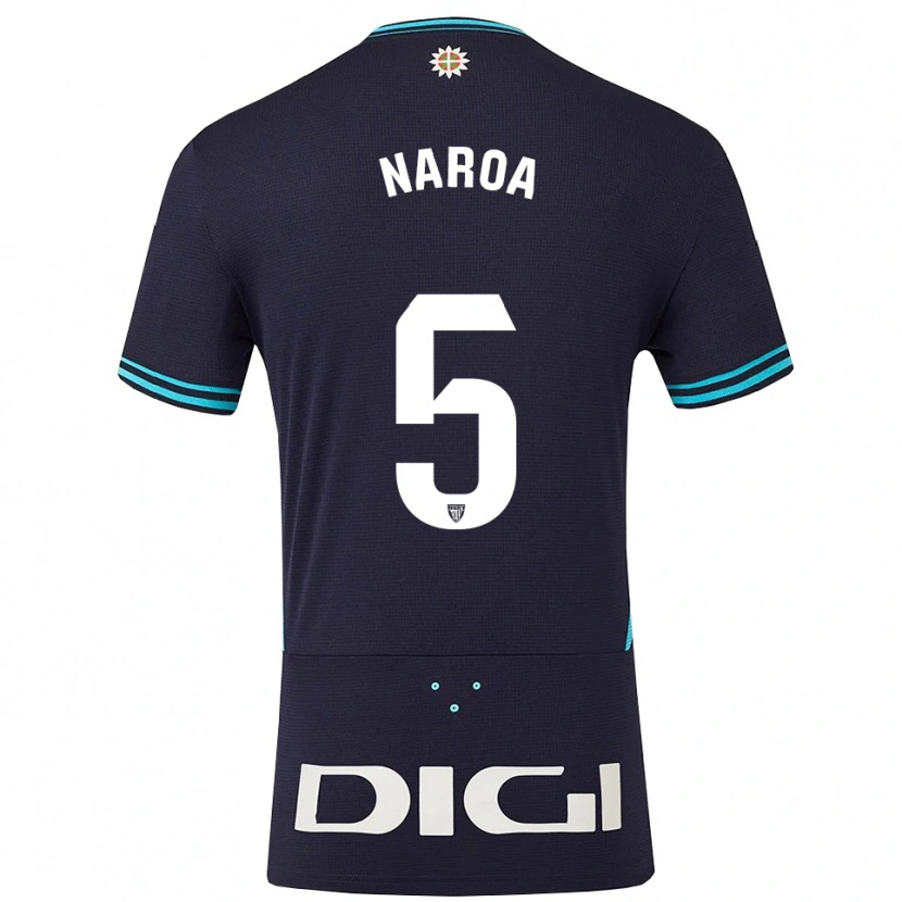 Danxen Bambino Maglia Naroa #5 Blu Scuro Azzurro Kit Gara Away 2025/26 Maglietta