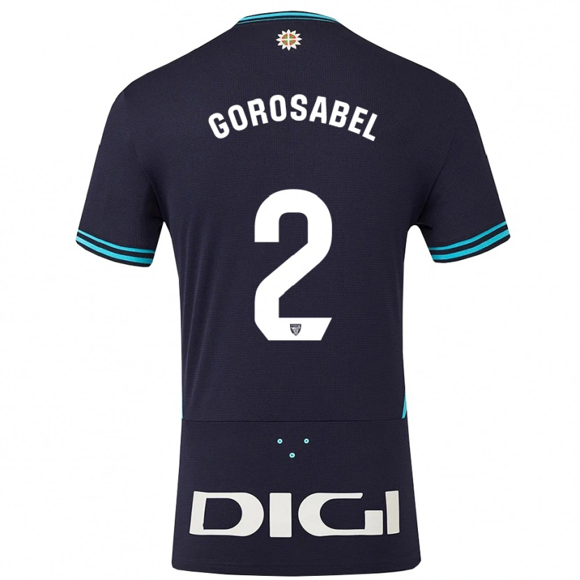 Danxen Bambino Maglia Andoni Gorosabel #2 Blu Scuro Azzurro Kit Gara Away 2025/26 Maglietta
