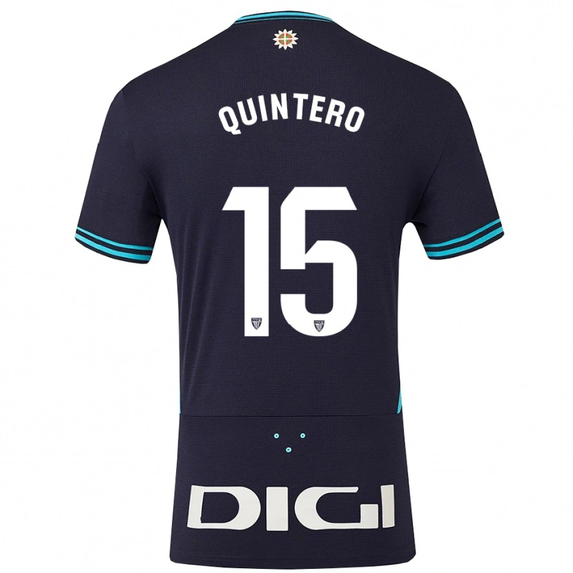 Danxen Bambino Maglia Iker Quintero #15 Blu Scuro Azzurro Kit Gara Away 2025/26 Maglietta