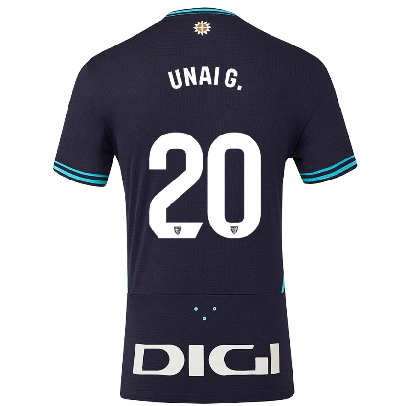 Danxen Bambino Maglia Unai Gómez #20 Blu Scuro Azzurro Kit Gara Away 2025/26 Maglietta